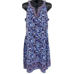 Magnolia Grace Women Sleeveless Dress Medium M Petite PM Blue V-Neck Stretch New